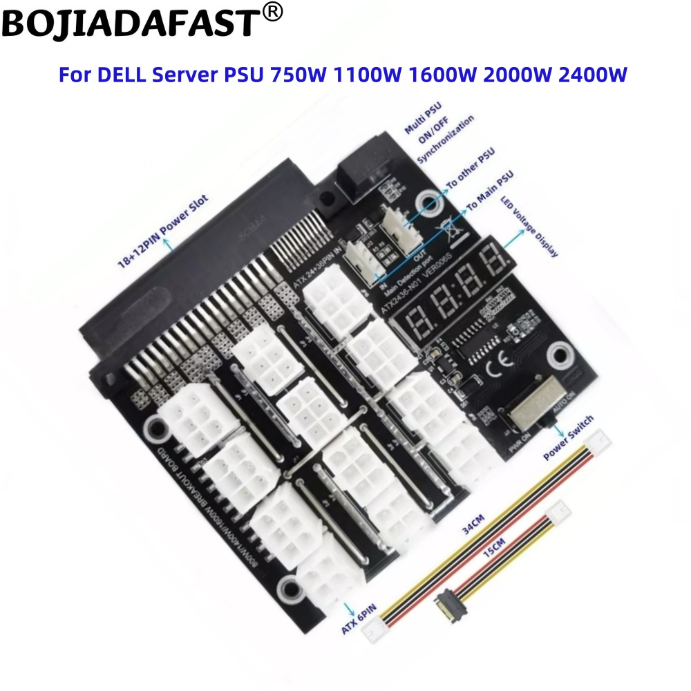 2400W Server Psu Breakout Board - 12개의 포트를 갖춘 PCIE 6핀 커넥터